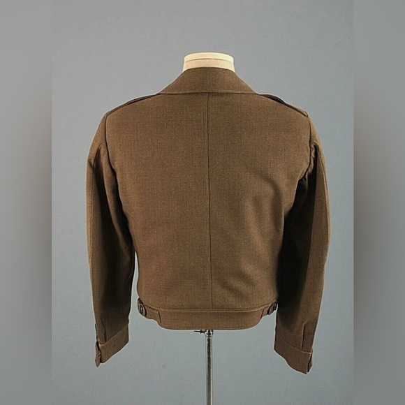 vintage • wwii army coat wool blazer green military jacket - Picture 3 of 12